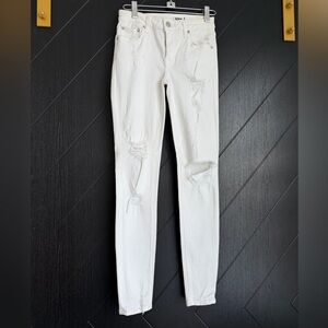Lovers + Friends White Distressed Skinny Jeans